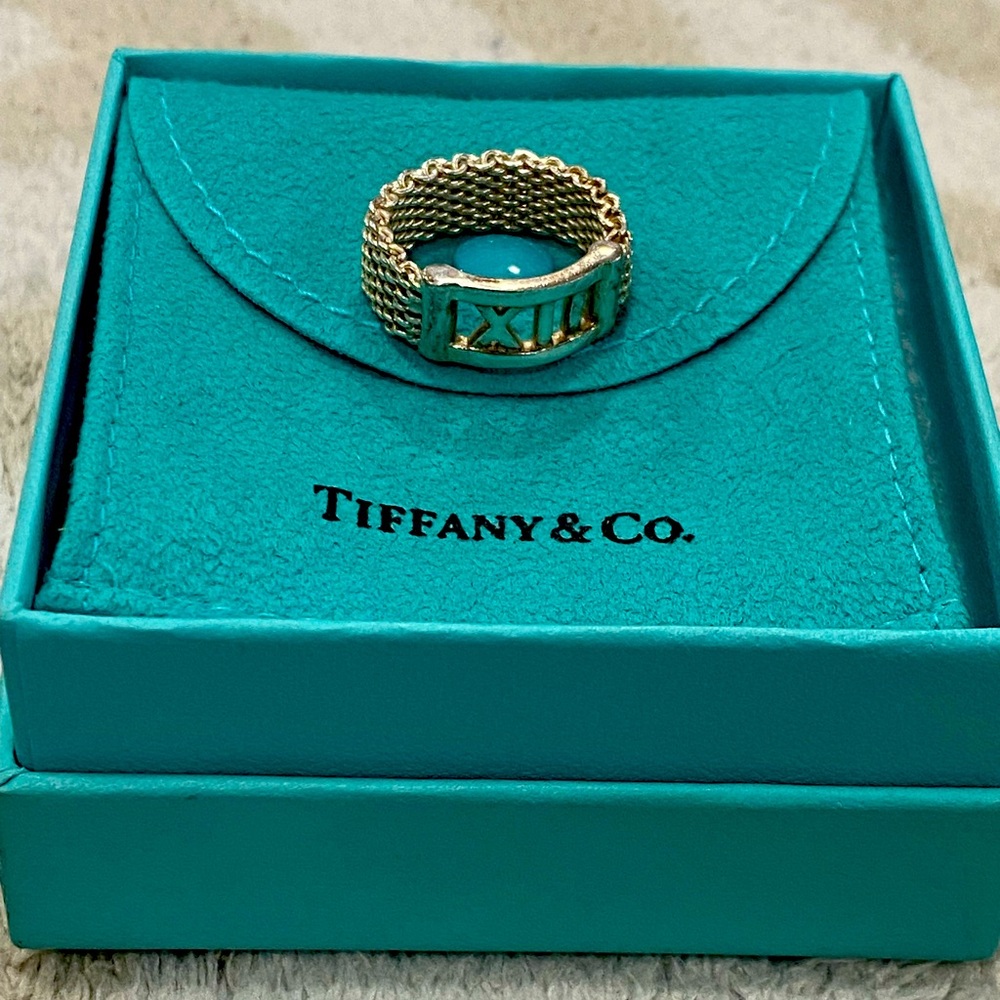 Tiffany & Co. Atlas Somerset Mesh Ring Sterling Silver 925